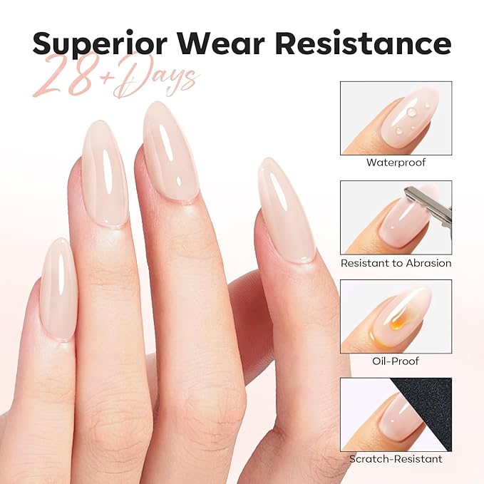 modelones Nude Builder Nail Gel Top Coat, 15 ML No Wipe Ultra Gloss Jelly Gel - Image 3