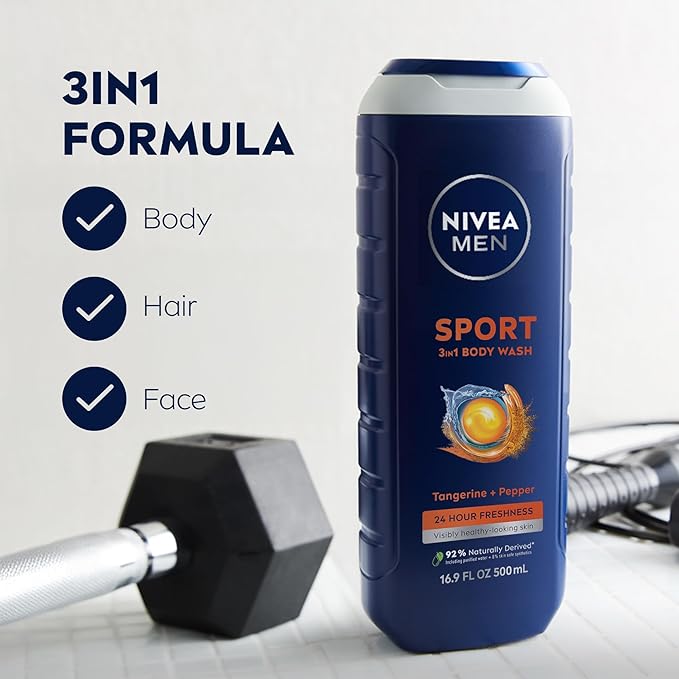 NIVEA MEN Sport Body Wash with Revitalizing Minerals, Tangerine and Pepper Scent - Image 2