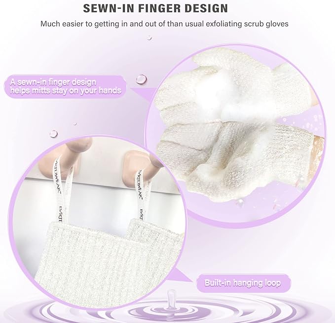 Evridwear Shower Exfoliating Mitts, Deep Cleanse Bathing Scrub Gloves Self Tan - Image 4