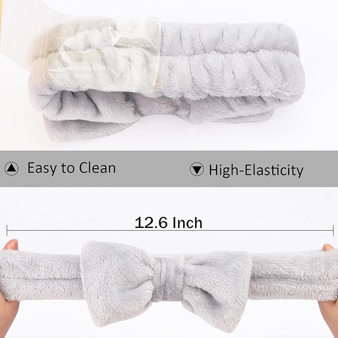 Ondder Spa Headband for Washing Face 8 Pack Gray Skincare Headbands for Women - Image 5