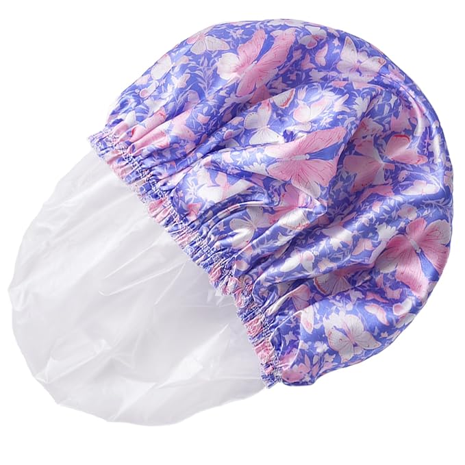 Shower Cap for Women, Double Layers Shower Caps Reusable Waterproof, Bathing - Image 7