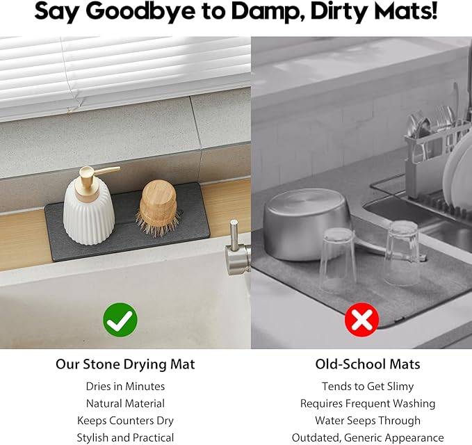 2 Pack Diatomite Stone Sink Tray, Water Absorbing Mat - Image 6