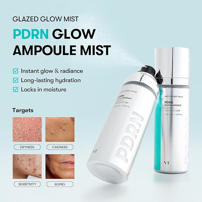 VT COSMETICS PDRN Glow Ampoule, PDRN Facial Mist, Deep Hydration Spray Serum - Image 2