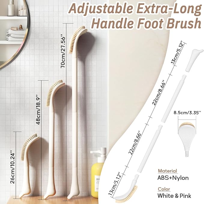 New Foot Brush & Foot File Set, 3-in-1 Foot Scrubber in Shower, - Image 2