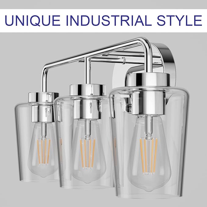 Tipace Modern Bathroom Vanity Lighting Fixtures 3-Lights Industrial Stainless - Image 4