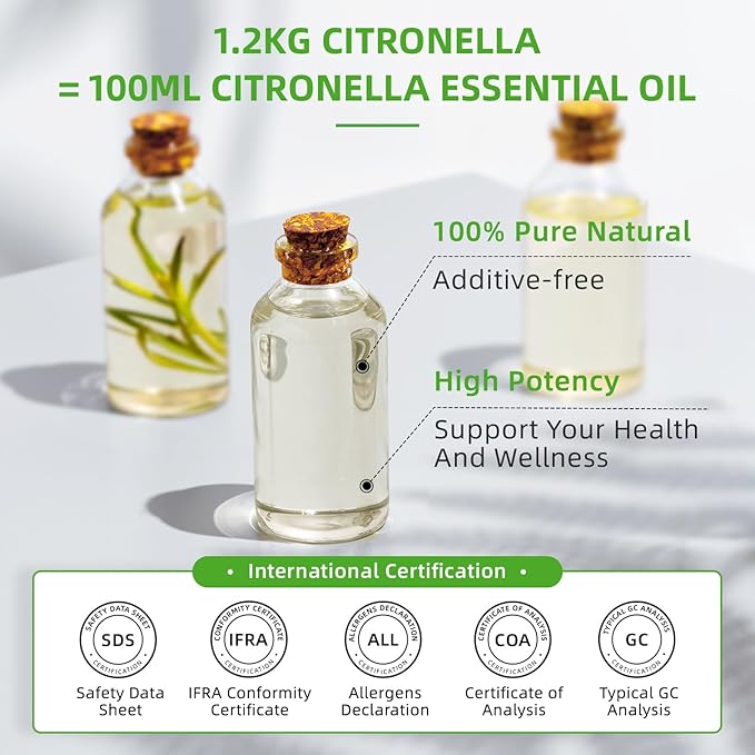 HIQILI 16 Fl Oz Citronella Oil for Homemade Sprays, Add to Diffuser, 100% Pure - Image 2