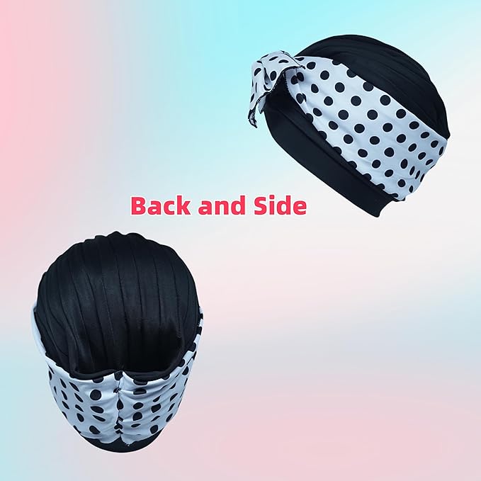 Luckiest MAP Swim Caps Women Adult Retro Polka Dot Bowknot SwimCap - Image 4