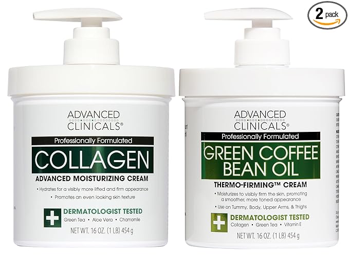 Advanced Clinicals Unscented Collagen Body Cream & Face Moisturizer + Green by AdvancedClinicals