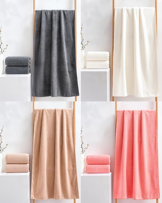 Lumimi Towels 4 Piece Soft Microfiber Bath Towel Set Salon Gym Yoga Travel - Image 7