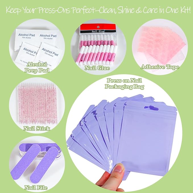 Press On Nail Tool Kit with Everything, Bebbtiy Nail Prep Tool Disposable - Image 3