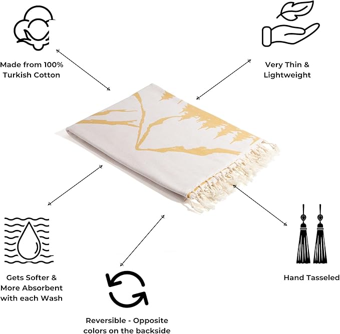 InfuseZen Turkish Towel with Mountain Landscape – 100% Organic Turkish Cotton - Image 2
