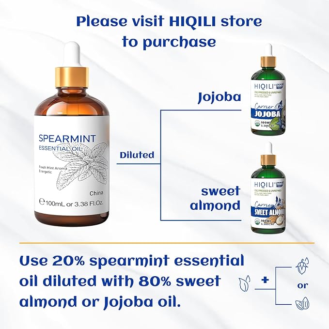 HIQILI 100ML Spearmint Oil for Skin Care, Can be Added to Lotions, Creams -100% - Image 2