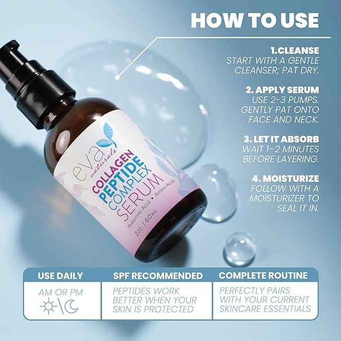 Eva Naturals Multi Peptide Face Serum – Anti Aging Collagen Peptides - Image 4