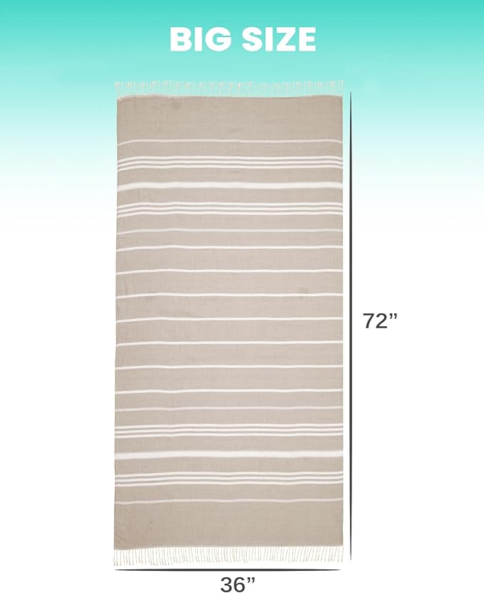 2 Packs Cotton Turkish Beach Towels Quick Dry Sand Free Oversized Bath Pool - Image 5