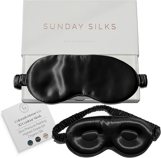 SUNDAYSILKS™ 3D Contoured Silk Sleep Mask | Padded Silk Eye Mask by ColoradoHomeCo