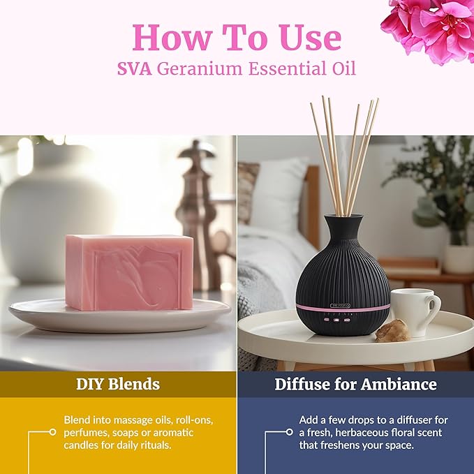 SVA Geranium Essential Oil Organic – 1 Fl Oz – 100% Natural Organic Geranium Oil - Image 6