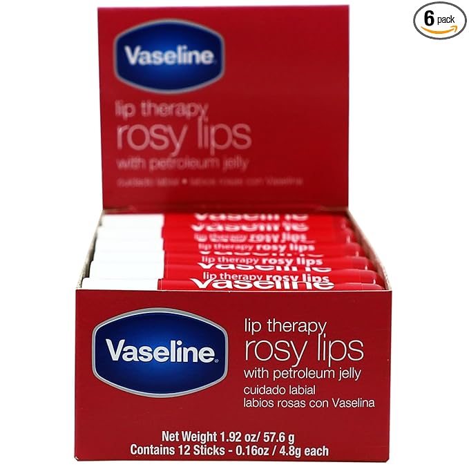 Vaseline Lip Rosy, Fast-Acting Nourishment, or Damaged Lips, Lip Balm, 12 Sticks by Vaseline
