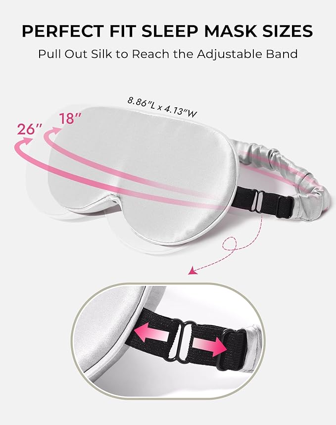 SilkSilky 100% 22 Momme Mulberry Silk Sleep Mask – Upgraded 3D Contoured Eye - Image 4