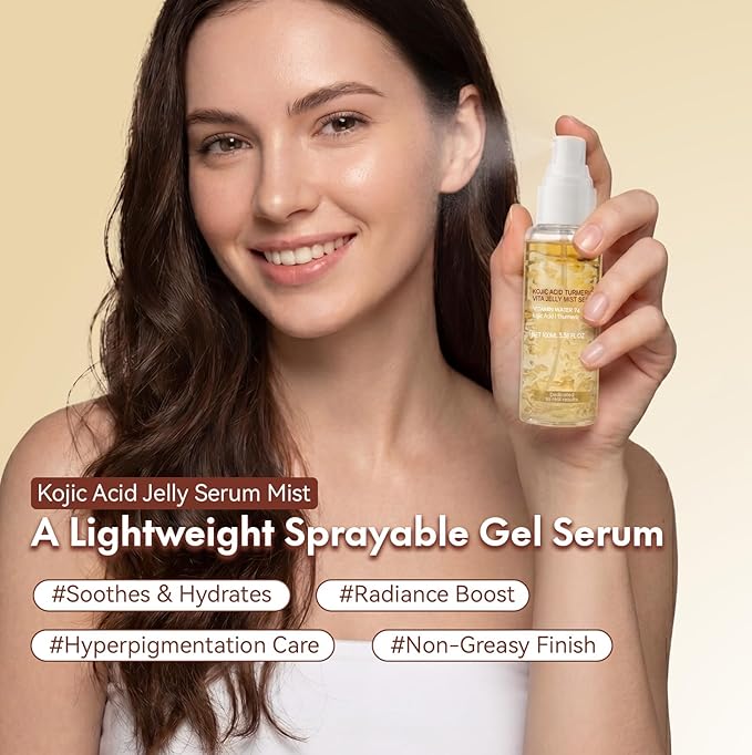 Jelly Serum Mist with Kojic Acid & Turmeric, 3-in-1 Hydrating Face Glow Spray - Image 7