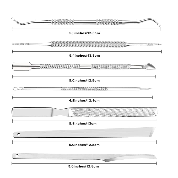 ZIZZON 7 Pcs Ingrown Toenail File and Lifters Set, Stainless Steel Ingrown - Image 2