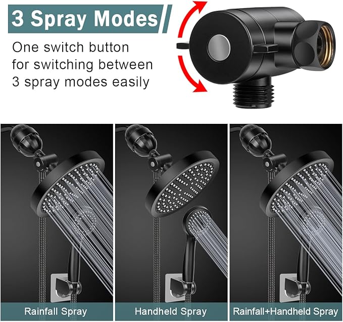 Taiker Filtered Shower Head, High Pressure Rainfall Shower Head/Handheld Shower - Image 2