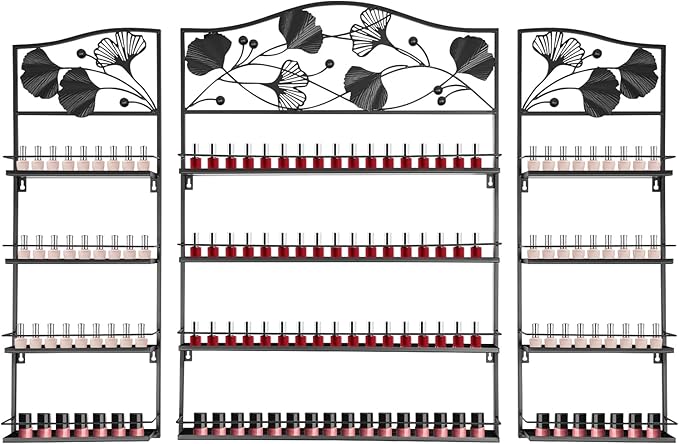 4 Tier Wall-Mounted Nail Polish Storage Racks 3PCS Metal Nail Polish Organizer by Unknown