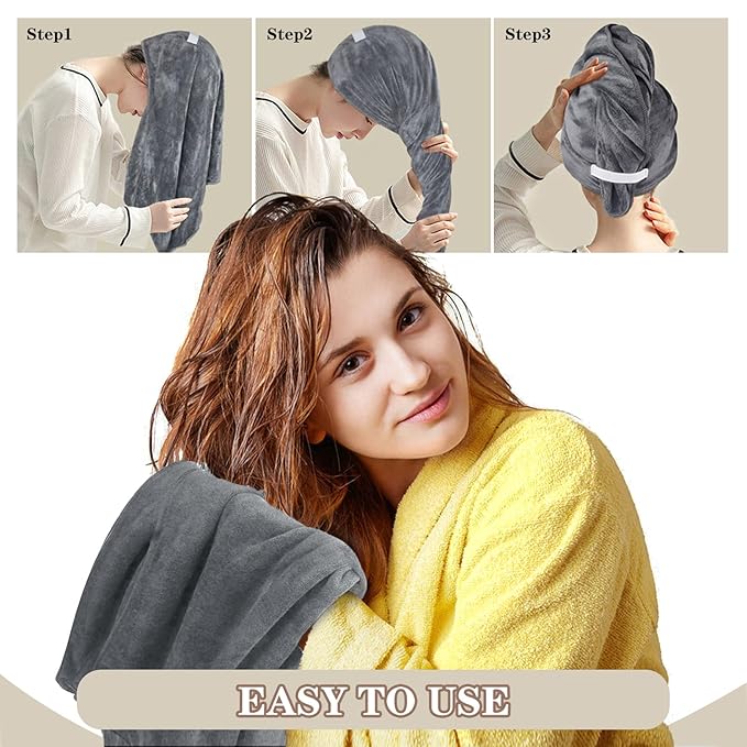 SUNLAND Microfiber Hair Towels Anti Frizz Hair Drying Towel Super Absorbent - Image 4