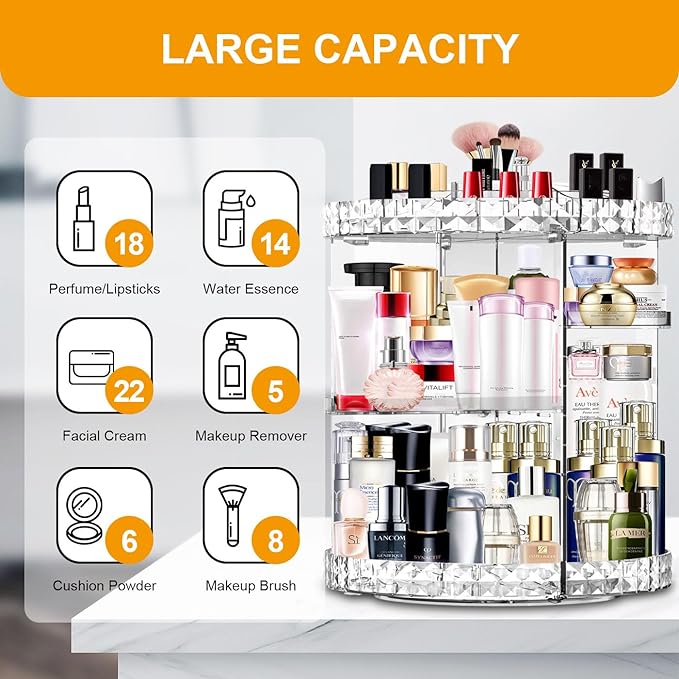 Makeup Organizer 360 Degree Rotating 7 Adjustable Layers Large Capacity - Image 3