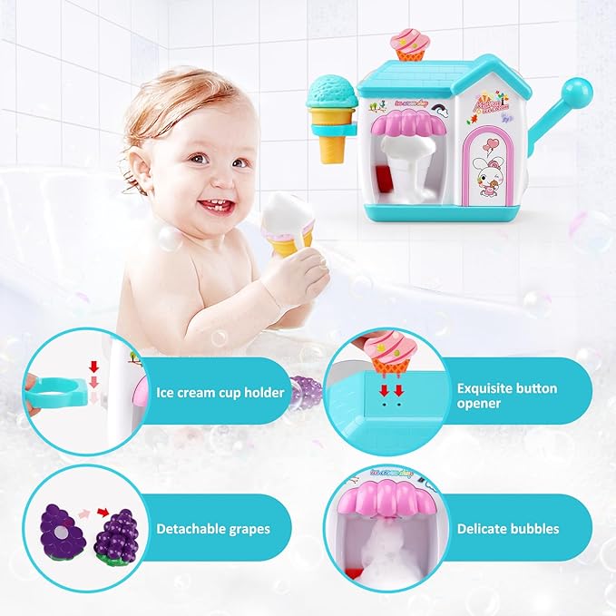 Gretex Toddler Bath Toys for 3 4 5 6 7 8 Years Old Girls, Bubble Ice Cream - Image 8