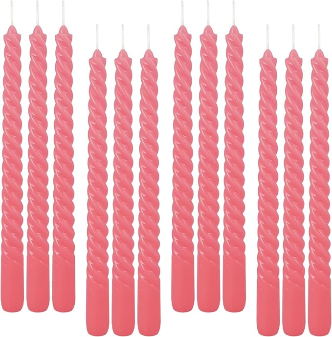 WPONSZU 10 Inch Pink Spiral Taper Candle Set of 12 Pack Unscented Dripless - Image 8