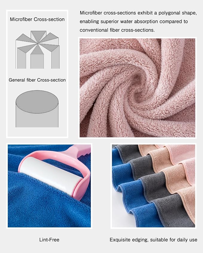 sakano 6-Piece Colorful Microfiber Bath Towel Set - Image 4