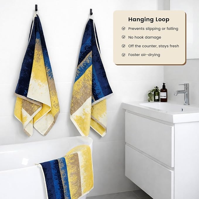 SEMAXE 4 Piece Coastal Ombre Bath Towel Set - Image 4
