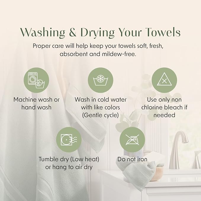 Springtree Home Luxury Bamboo Rayon Bath Towel Set 6 Piece Set | 35% Bamboo - Image 9