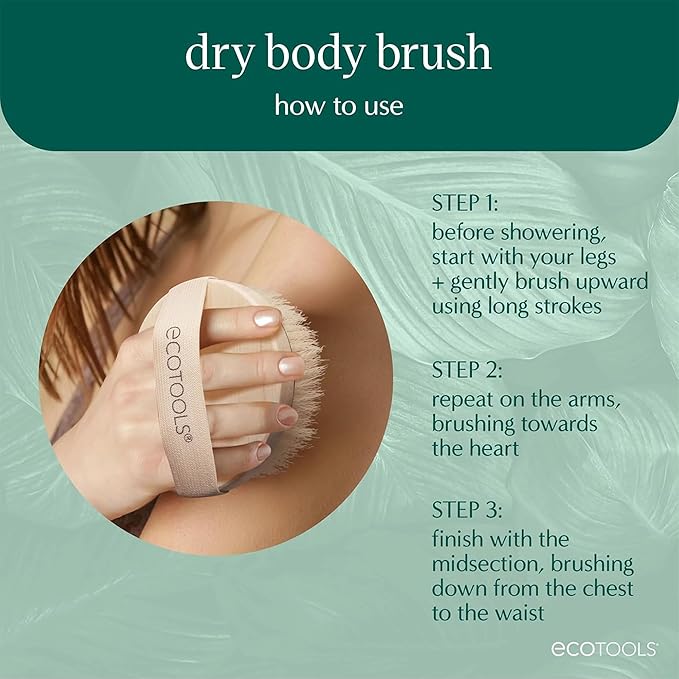EcoTools Dry Body Brush for Circulation, Dead Skin Removal + Blue Delicate - Image 4
