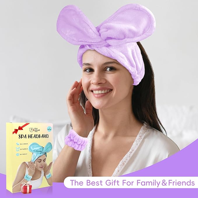 my novel things Face Wash Headband and Wristband Fashion Spa Headband, Coral - Image 8