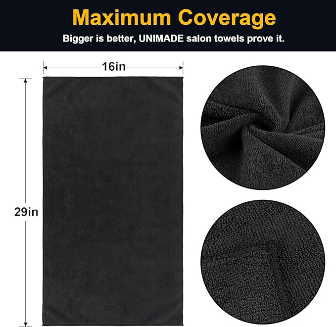 UNIMADE Salon Towels 24 Pack, Microfiber Barber Towels Bulk, Hair-Drying Cloth - Image 2