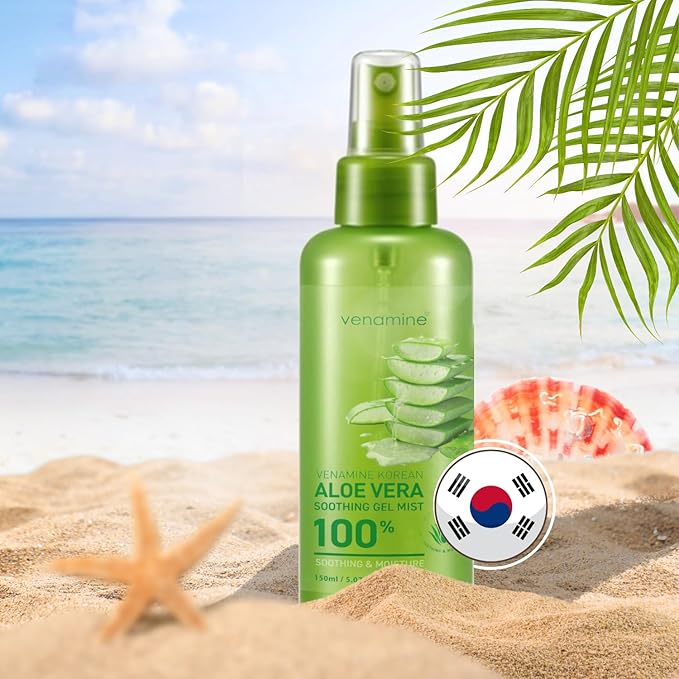 VENAMINE Korean Aloe Vera Soothing & Moisture 100% Gel Mist, 150 Gram - Image 4