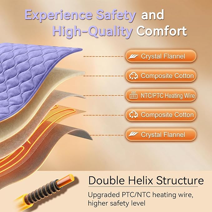 King Size Heating Pad for Back Pain 32"x24" Extra Large Electric Heating Pad - Image 9