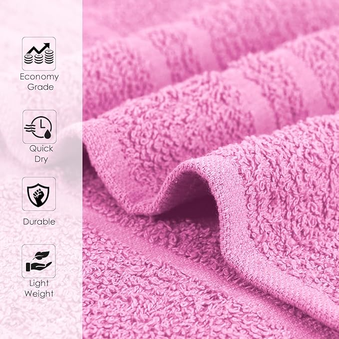 24 Pack Pink Hand Towels 100% Cotton Spa Towel – 16x27 inches Highly Absorbable - Image 2