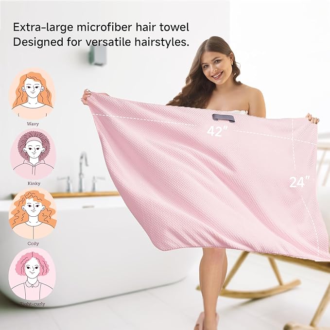 Microfiber Hair Towel Wrap for Women, Quick-Dry Turban, Ultra Absorbent & - Image 2