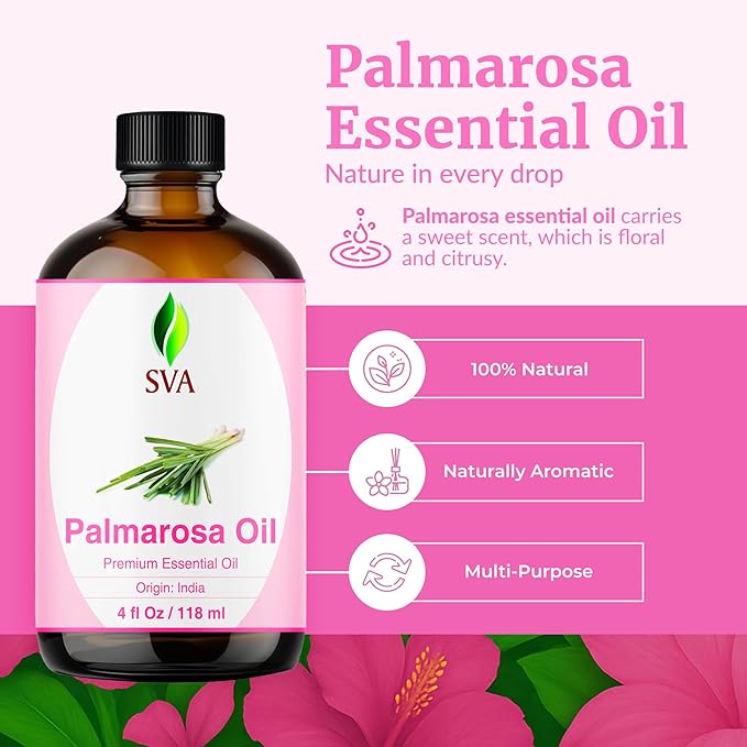 SVA Palmarosa Essential Oil – 4 Fl Oz – 100% Natural Palmarosa Oil - Image 2