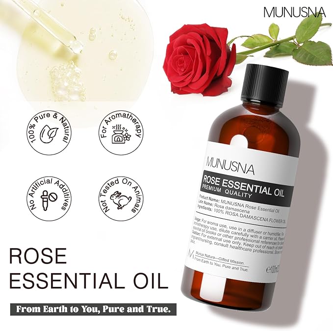 Rose Essential Oil 100ML, 100% Pure Natural Rose Oil - Image 2