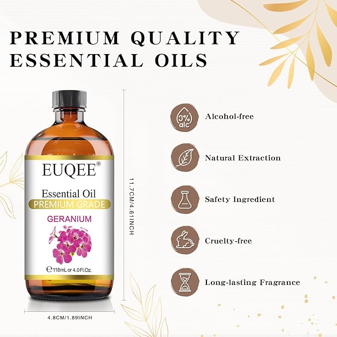 EUQEE Geranium Essential Oil 118 ml Pure Geranium Oil - Image 5