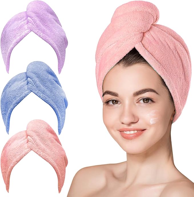 3 Pack Microfiber Hair Towel Wrap by YHPDYL