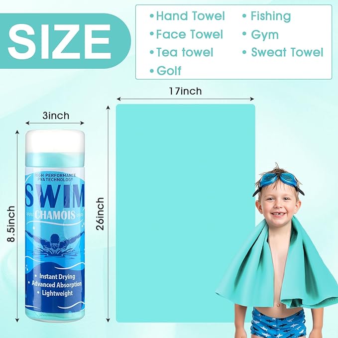 SmoothNovelty 2 Pack Swim Chamois Towel Water Absorbent Quick Dry Towel Shammy - Image 2