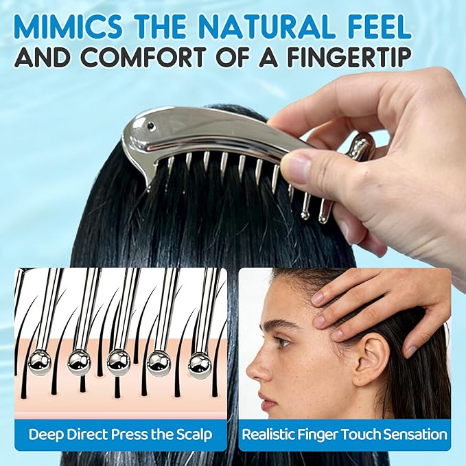 Metal Scalp Massage Tool Gua Sha Facial Tools, Portable Massage Comb - Image 4