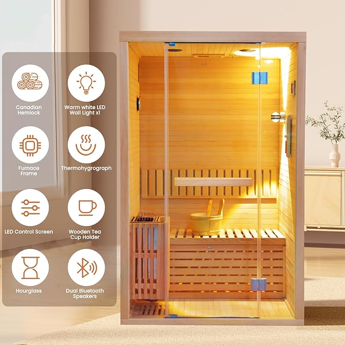 OUTEXER Traditional Steam Sauna Home Spa Room - Image 5