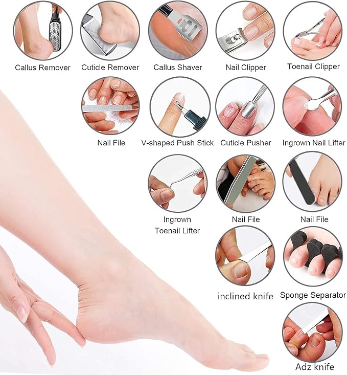 EKOCSIO Professional Pedicure Kit, 36 in 1 Stainless Steel Foot Care Kit Foot - Image 2