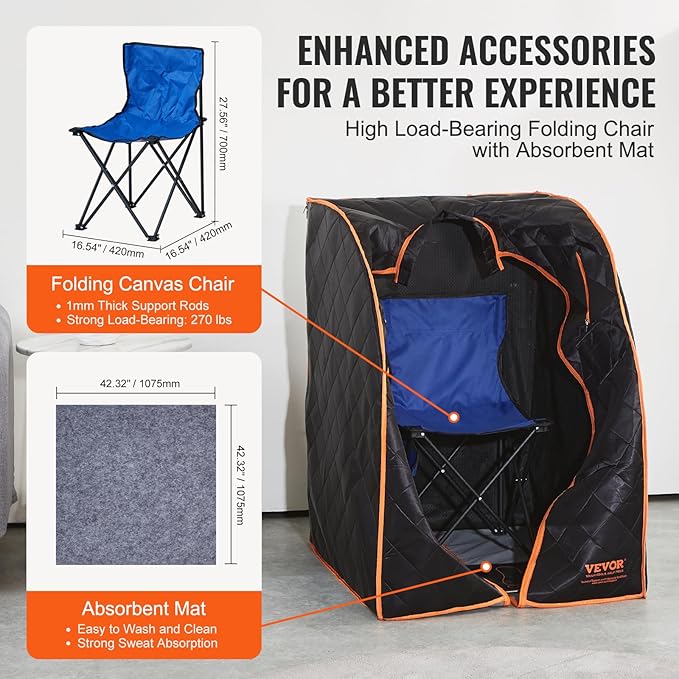 VEVOR Infrared 1050W Portable Sauna Tent Personal Sauna Kit - Image 5