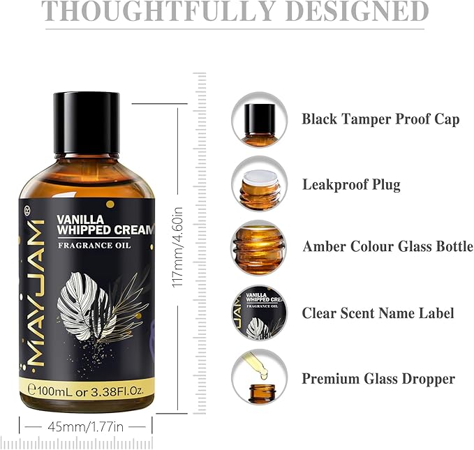 Vanilla Whipped Cream Fragrance Oil Essential Oil, MAYJAM 3.38FL.OZ Vanilla - Image 8